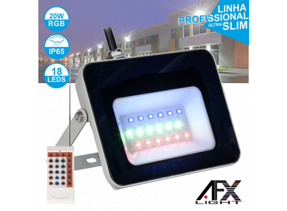 Afx Light Foco LED 20W 220v C/Comando RGB IP65 Afx Light Foco LED 20W 220v C/Comando RGB IP65